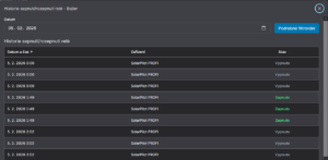 Obrázek 5 – zobrazení historie sepnutí/rozepnutí relé s časovým razítkem