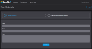 Formulář pro přidání řídící jednotky
