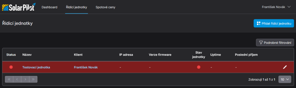 Přehled řídících jednotek u FVE