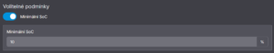 Obrázek 2 – nová možnost nastavení volitelné podmínky – Min. SoC baterie