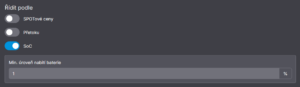 Obrázek 1 – nová možnost ovládání/řízení relé dle SoC baterie