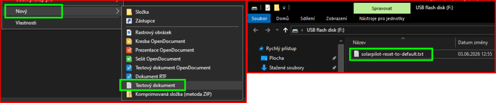 Vytvoření textového souboru na USB flash disku (OS MS Windows)